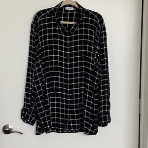 Calvin Klein Plus Size Windowpane-Plaid Tunic